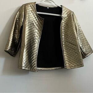 Metallic Gold Quilted Women's Blazer